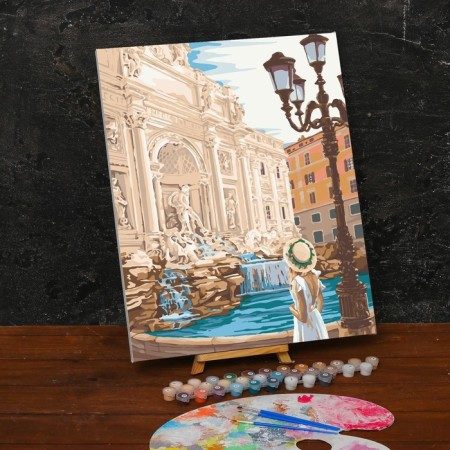 Picture on numbers on a canvas with a subframe of the Trevi Fountain, 40 x 50 cm-1