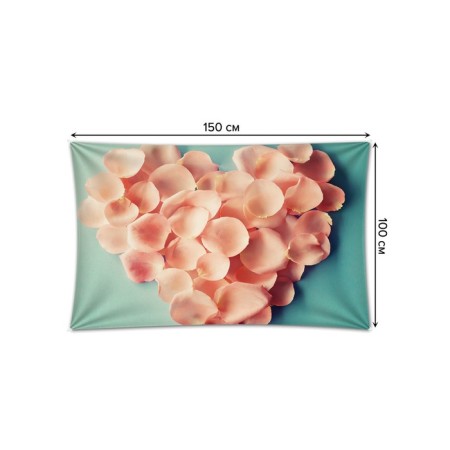 Decorative panel with photo printing "Heart of petals", horizontal, size 100x150 cm-1