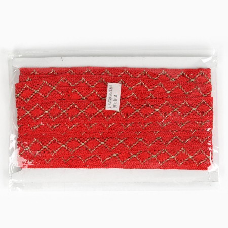 Red braid with lurex, 2.5 cm, in a roll 10 meters-3