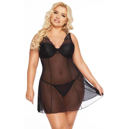 Softline collection brta combination and thongs, black color, size XXL