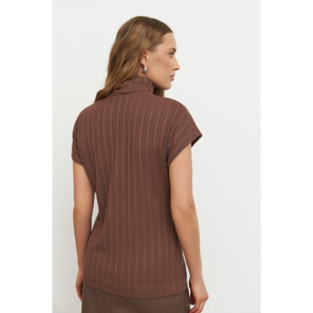 Women's turtleneck with short sleeve Eliseeva Olesya, size 52, brown color-1