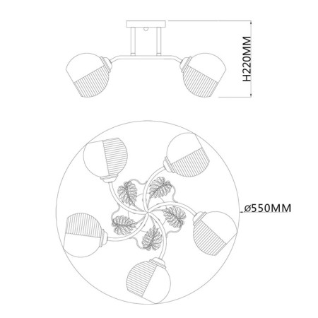 Ceiling light ESCADA, 1119/5PL. 5x40W, E27, 550x550x220 mm, chromium color-4