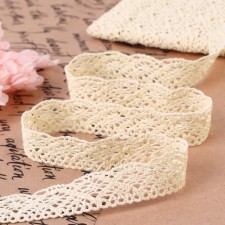 Knitted lace, 20 mm × 10 ± 1 m, beige color
