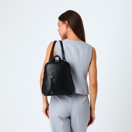 City backpack of artificial leather with lightning, black color-6