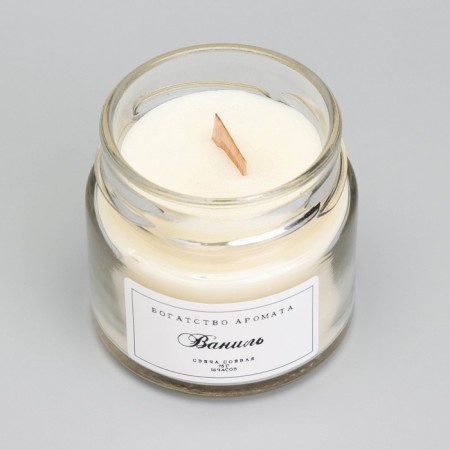 Aromatic candle made of soy wax in a bank, 75 g, vanilla-3
