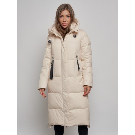 Coat insulated winter female, size 42, light-beige color-7