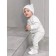 Children's overalls with a fashion cap, height 68 cm, milk color