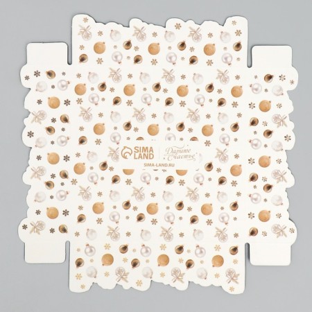 Makarun box “Happy New Year”, twigs, 12 x 12 x 3 cm, New Year-7