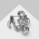 Brooch "Notes", white color in silver
