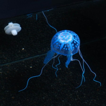 Decor for the Aquarium "Medusa" silicone, with a neon effect, 5 x 5 x 15 cm, blue-3