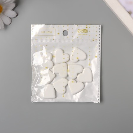 Acryl beads for the creativity of "Smooth hearts" white 2.4x2x0.5 cm-2