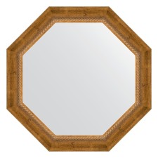 Mirror in the baguette frame, aged bronze with weaving 70 mm, 63x63 cm