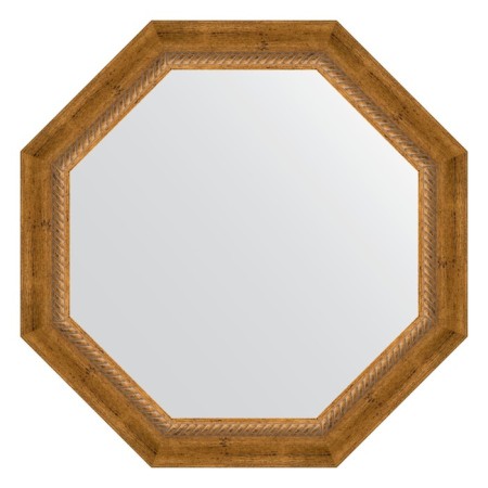 Mirror in the baguette frame, aged bronze with weaving 70 mm, 63x63 cm