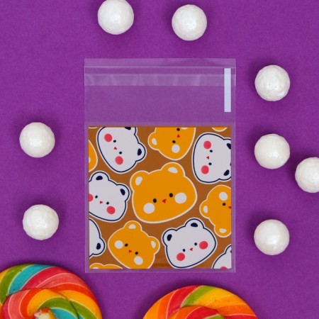 BOPP package with sticky tape, "cats", 7*7+3cm-3