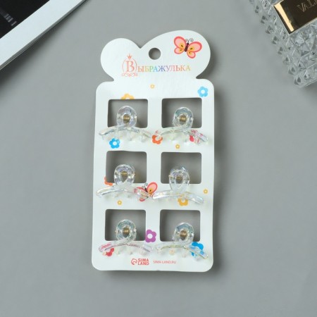 Hair crab "Avanti" (set 6 pcs) loop, 3 cm, transparent-2