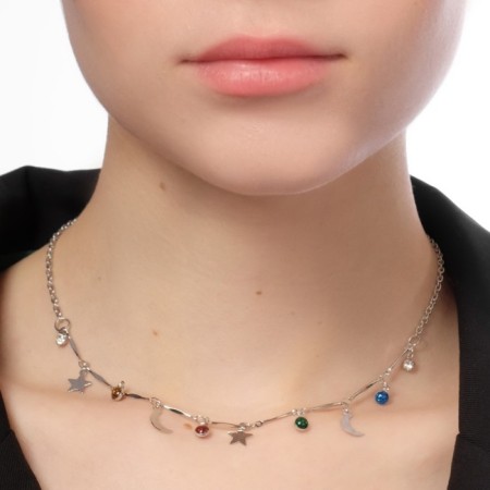Choker "crescent" phases of the moon, colored in silver, 35 cm-3