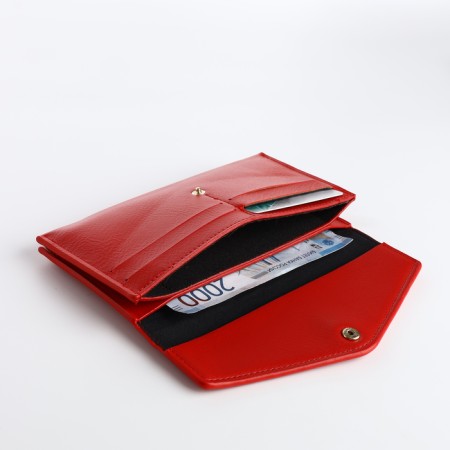 Women's wallet on the button, red color-3