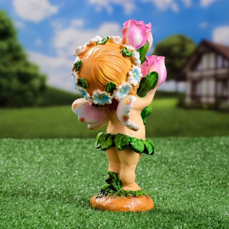 Garden figure "Flower Fairy with tulips" 10x10x21cm-2