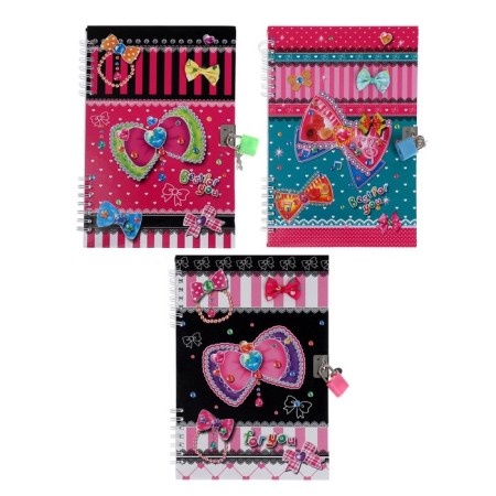 Notebook Gift Book on a lock, A5, 50 sheets, line, Bows, mix