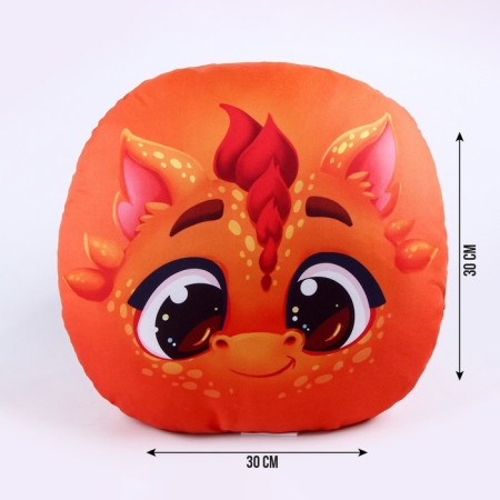 The pillow is round "Dracosha", orange-1