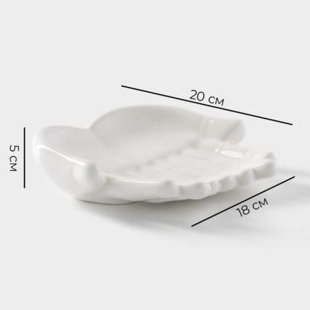 Porcelain dish for feeding Magistro "palms", 20 × 18 × 5 cm, white color-4