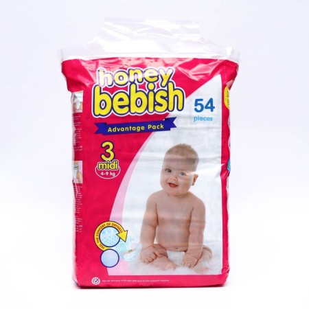 Children's diapers Bebish 3 Midi (4 - 9 KG), 54 pcs