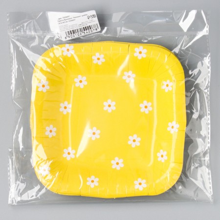 Disposable plate paper square "chamomile", flowers, 16.5x16.5 cm-5