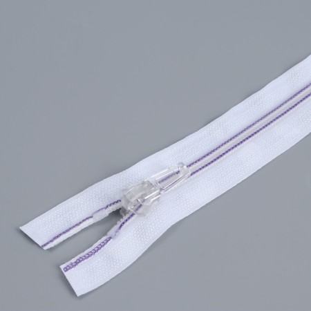 Lightning "Spiral", No. 5, detachable, automatic lock, 80 cm, white/lilac color-1