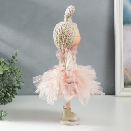 Interior doll "Baby Princess in a pink dress, with a bear" 37.5x15x18.5 cm-1