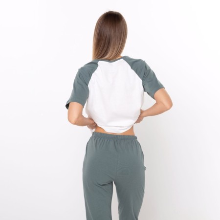 Women's set "Wake Up" (T-shirt/Bridges), the color is gray-green, size 52-5