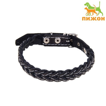 Collar leather wicker, 42 x 2 cm, Osh 35-45 cm, Mix of flowers