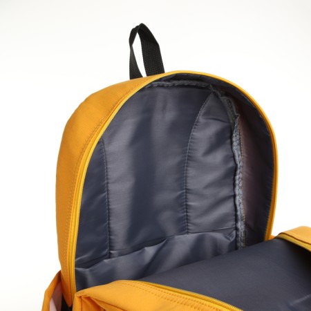 School backpack from textiles on a zipper, 2 departments, 3 pockets, yellow color-3