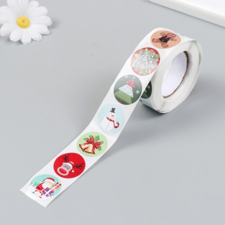 Stick Paper "soon New Year" d = 2.5 cm 500 pcs in a roll 3x6.5x6.5 cm-4