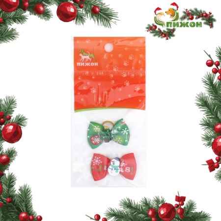 New Year's elastic bands "Christmas tree+snowman", set 2 pcs-1