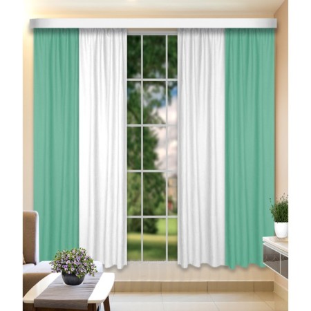 Set of curtains, size 160x260 cm, 2 pcs, white, turquoise color