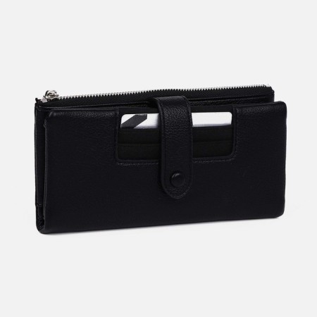 Women's wallet on the button, black color-2