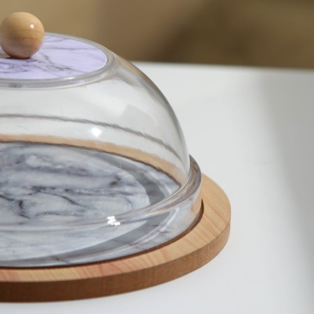 Serving dish with a white marble lid, 15 cm-2