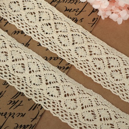 Knitted lace, 50 mm × 10 ± 1 m, beige color-1