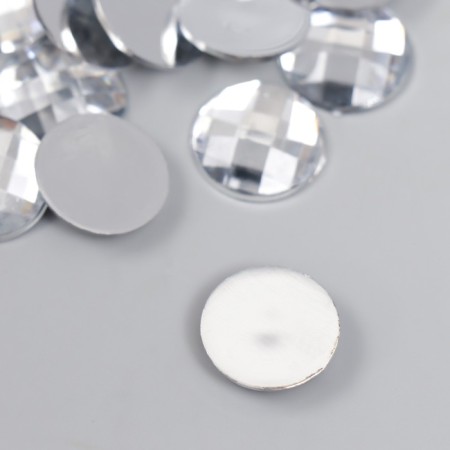 Decor for creativity plastic "Rhinestones Round. Transparent" set 25 pcs 1.6x1.6 cm-1