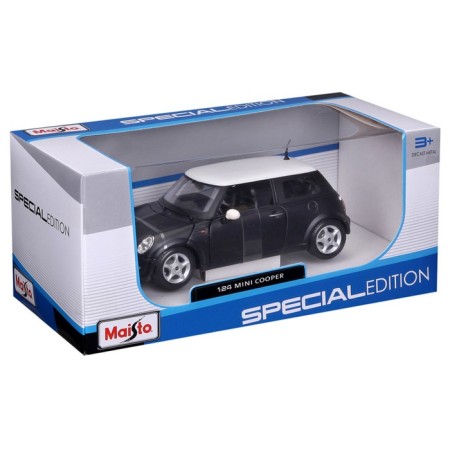 MASTO DIE-CAST Mini Cooper, opening doors, 1:24, black color with a white roof-10