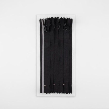 Lightning "Spiral", No. 3, insoluble, with a reflective strip, castle machine, 18 cm, black color-2