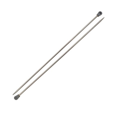 The knitting needles are straight, metal, 35 cm/4.5 mm-1