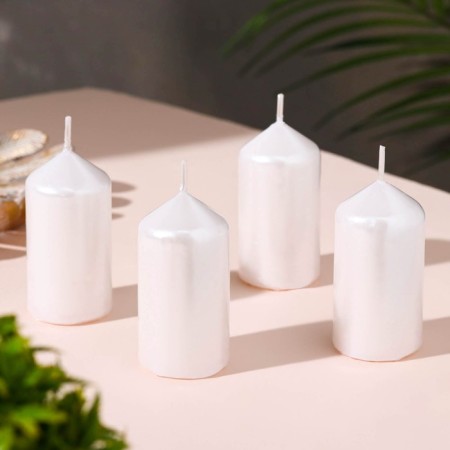 Set of candles "Column", 4 pieces, pearlescent 7x3.8 cm-1