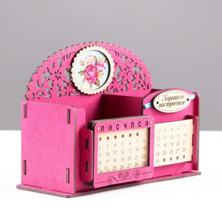 Calendar-penis "Summer flowers", plum-gold, 17x7.5x12 cm, MDF-1