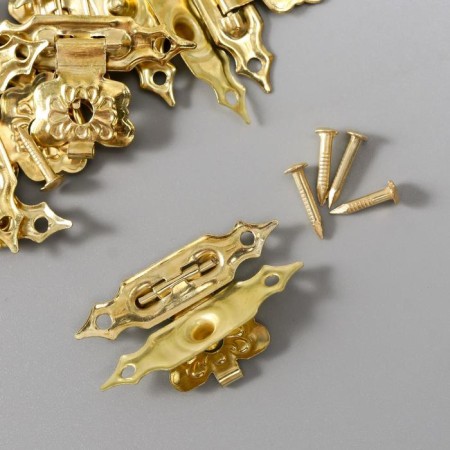 Castle metal for casket gold + nails. set 10 pcs 1.9x3 cm-1