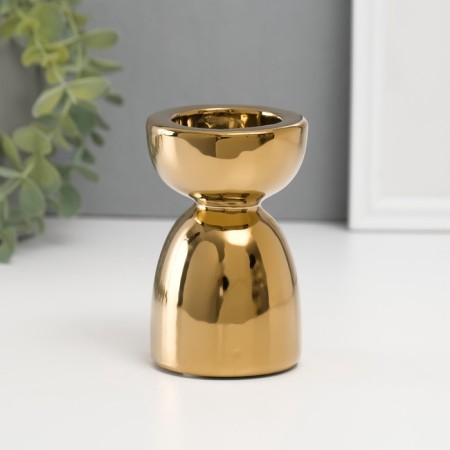 Ceramics candlestick per 1 candle "Illusion" d = 4 cm gold 6.5x6.5x10 cm-1