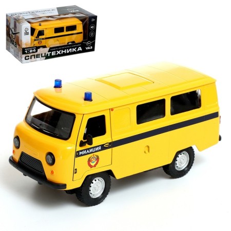 Metal machine "UAZ 3962. Police", inertia, 1:24, light and sound