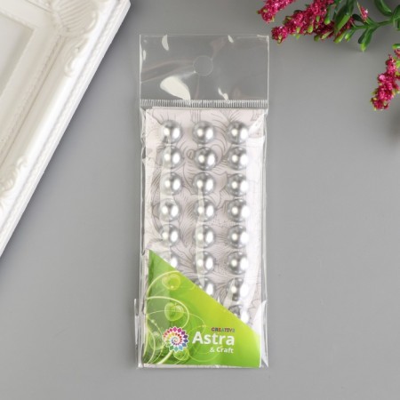 Decorative stickers "Pearls" 1 cm, 27 pcs, silver-2