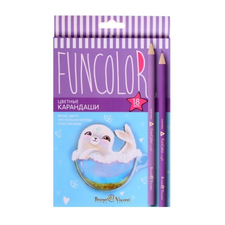 Pencils of 18 colors BrunovisConti. Funcolor, plastic, three -sided, mix-6
