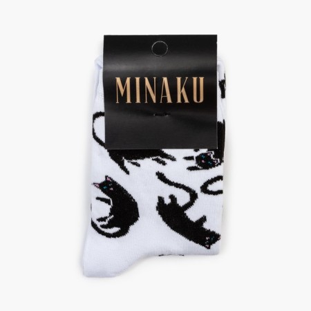 Women's socks "cats" white color, rr 38-40 (25 cm)-3
